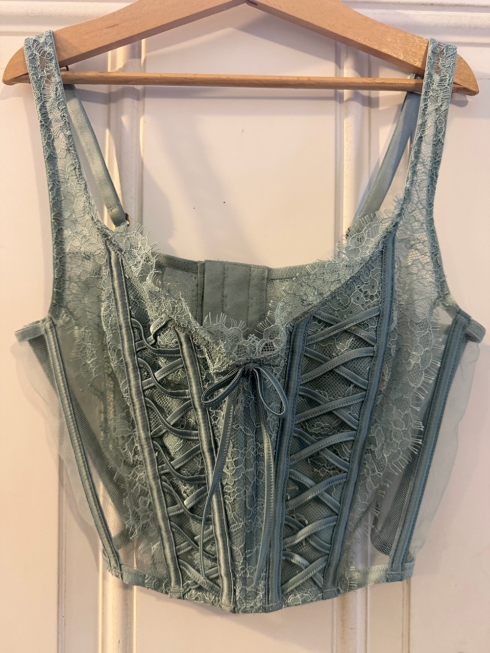 Victoria Secret Sage Green Lace Corset Top
